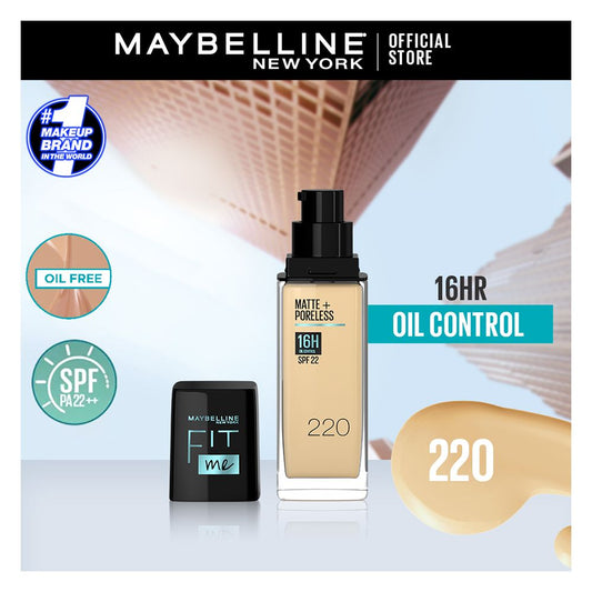 Maybelline New York Fit Me Poreless + Matte Foundation, 220 Natural Beige, 30ml