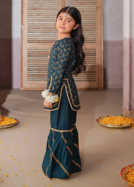 3 Piece Printed Rawsilk Gharara