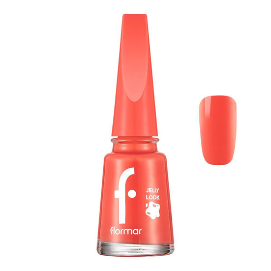 Flormar Jelly Look Nail Enamel, Gel Nail Polish, Thick Brush, Precious Coral, 11ml, JL79