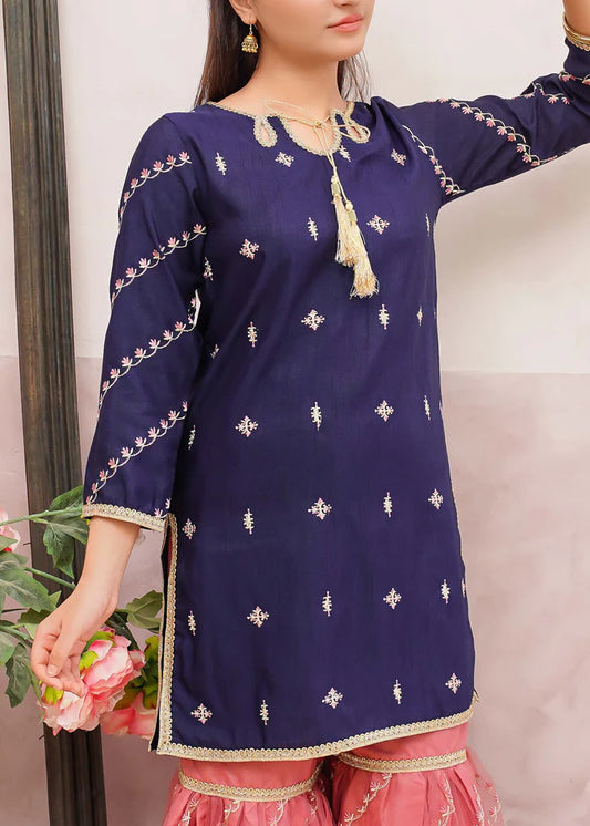 3 Piece Embroidered Rawsilk Gharara