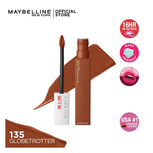 Maybelline New York SuperStay Matte Ink Liquid Lipstick 16HR Long-Lasting, High Pigment, Waterproof - 135 Globetrotter