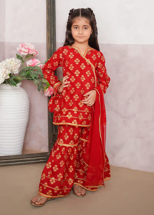 3 Piece Rawsilk Printed Gharara