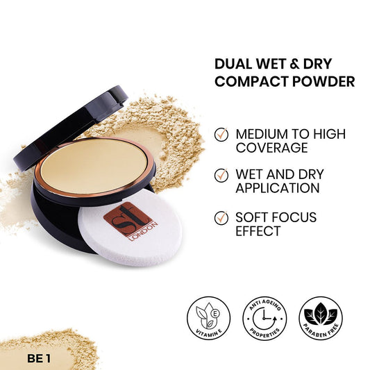 ST London Dual Wet & Dry Compact Powder, FS 38, Twin Cake, Paraben Free, With Vitamin E