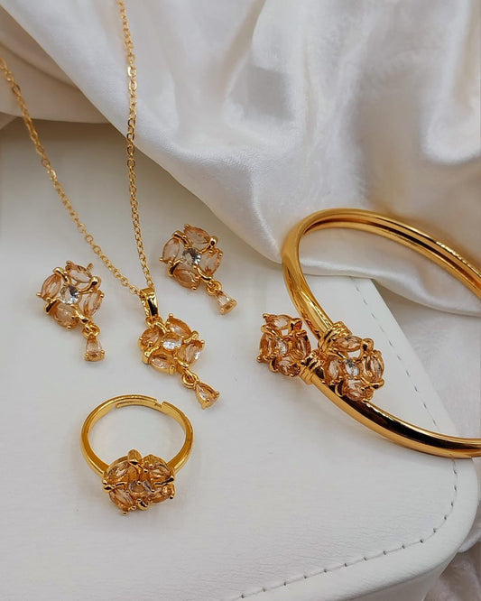 Peach Blossom Gold Plated Jewelry Set