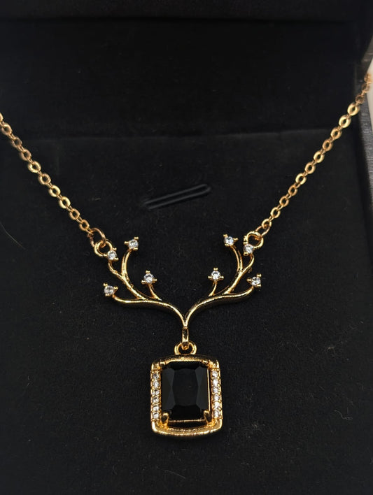 Enchanted Antler Black Onyx Necklace