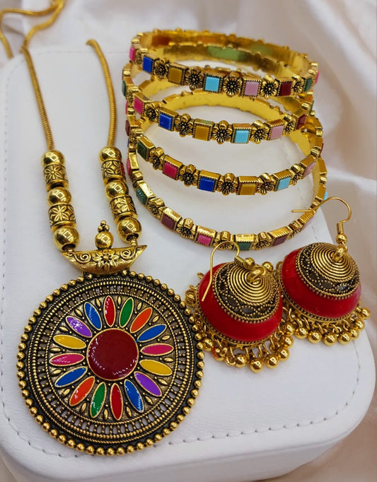 Ethnic Multi-Color Medallion Set