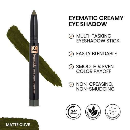 ST London Eyematic 24Hrs Creamy Eyeshadow, Matte Olive