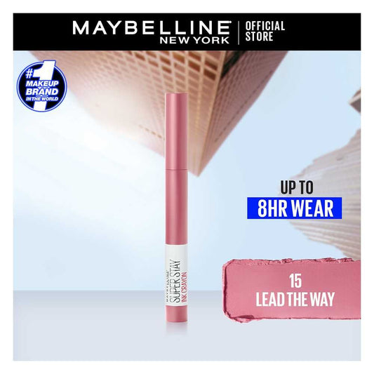 Maybelline New York Super Stay Ink Crayon Matte Longwear Lipstick, 8hrs long wear Matte Lipstick - 15 Lead The Way