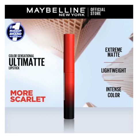 Maybelline New York Color Sensational Ultimatte Matte Lipstick, 299 More Scarlet