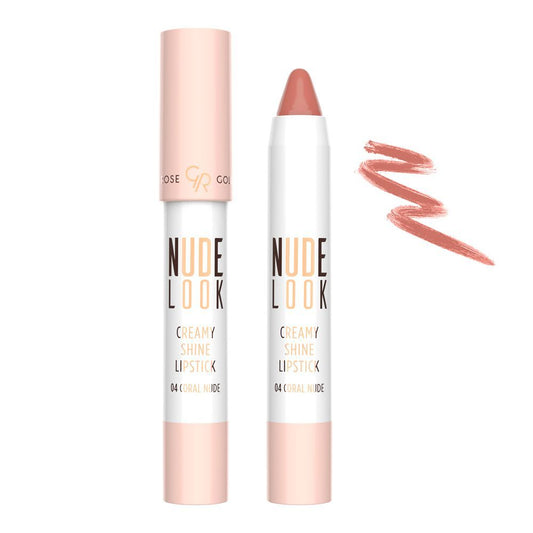 Golden Rose Nude Look Creamy Shine Lipstick, 04, Coral Nude