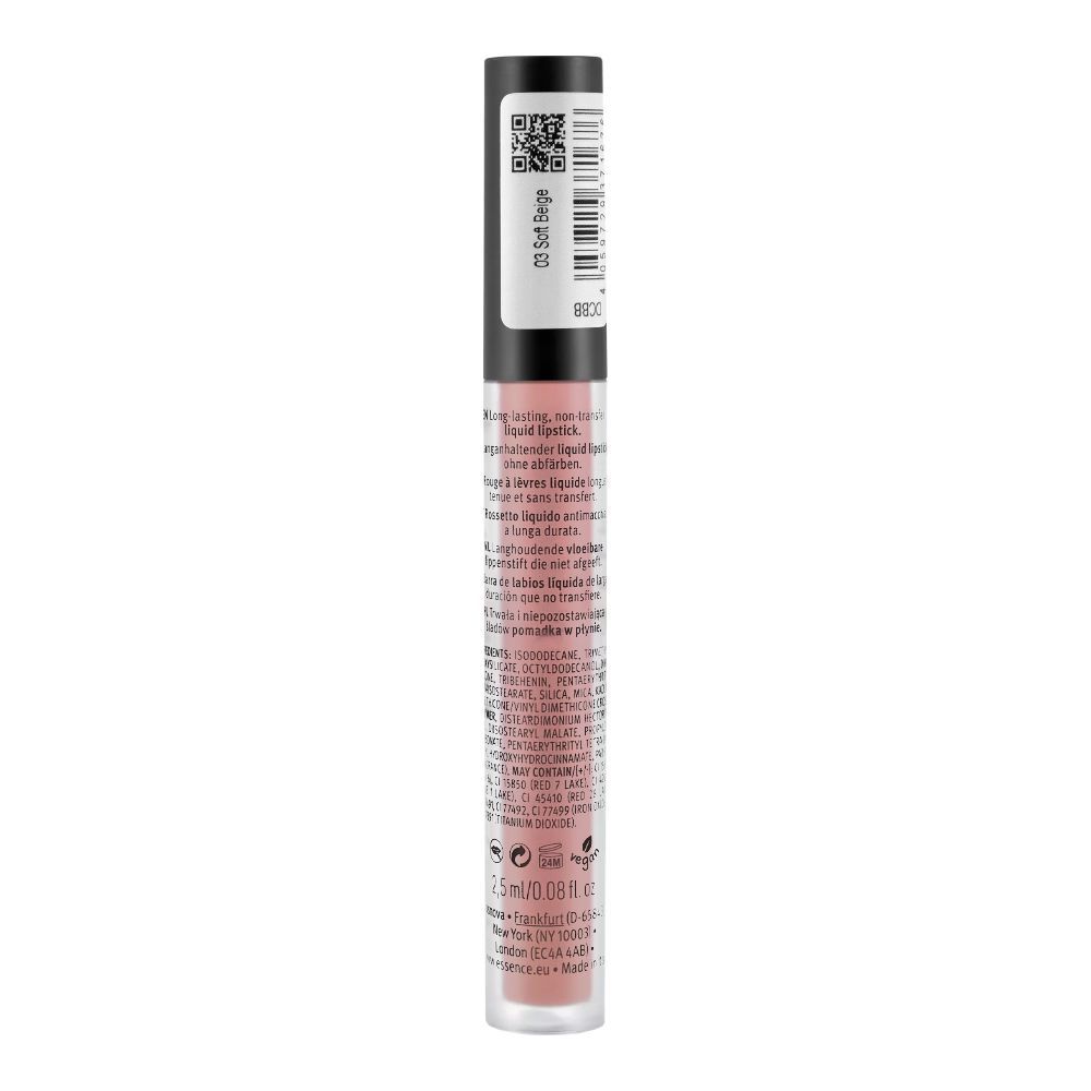 Essence 8H Matte Liquid Lipstick, 03, Soft Beige