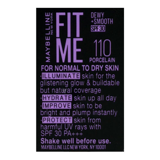 Maybelline New York Fit Me Dewy + Smooth SPF 30 Foundation Pump, 110 Porcelain