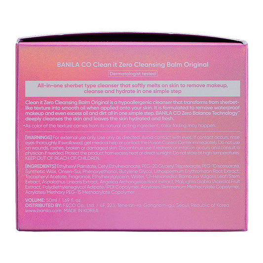 Banila CO Clean It Zero Original Cleansing Balm, Korean Makeup Remover, For All Skin Types, 50ml