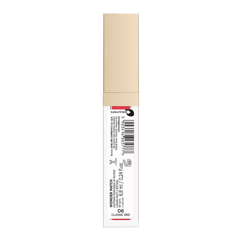 Eveline Wonder Match Creamy Liquid Matte Lipstick, 6.8ml, 06 Classic Red