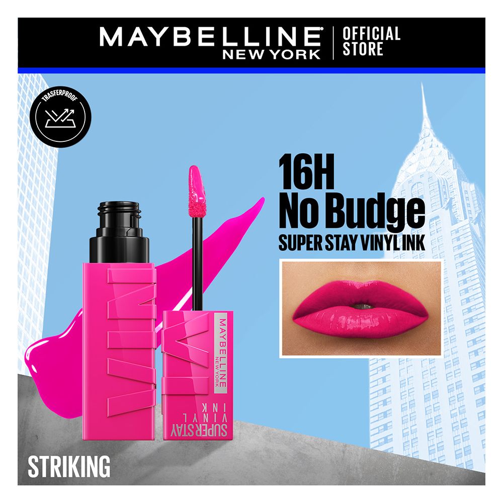 Maybelline New York Superstay Vinyl Ink Longwear No-Budge Liquid Lipstick, 150 Striking