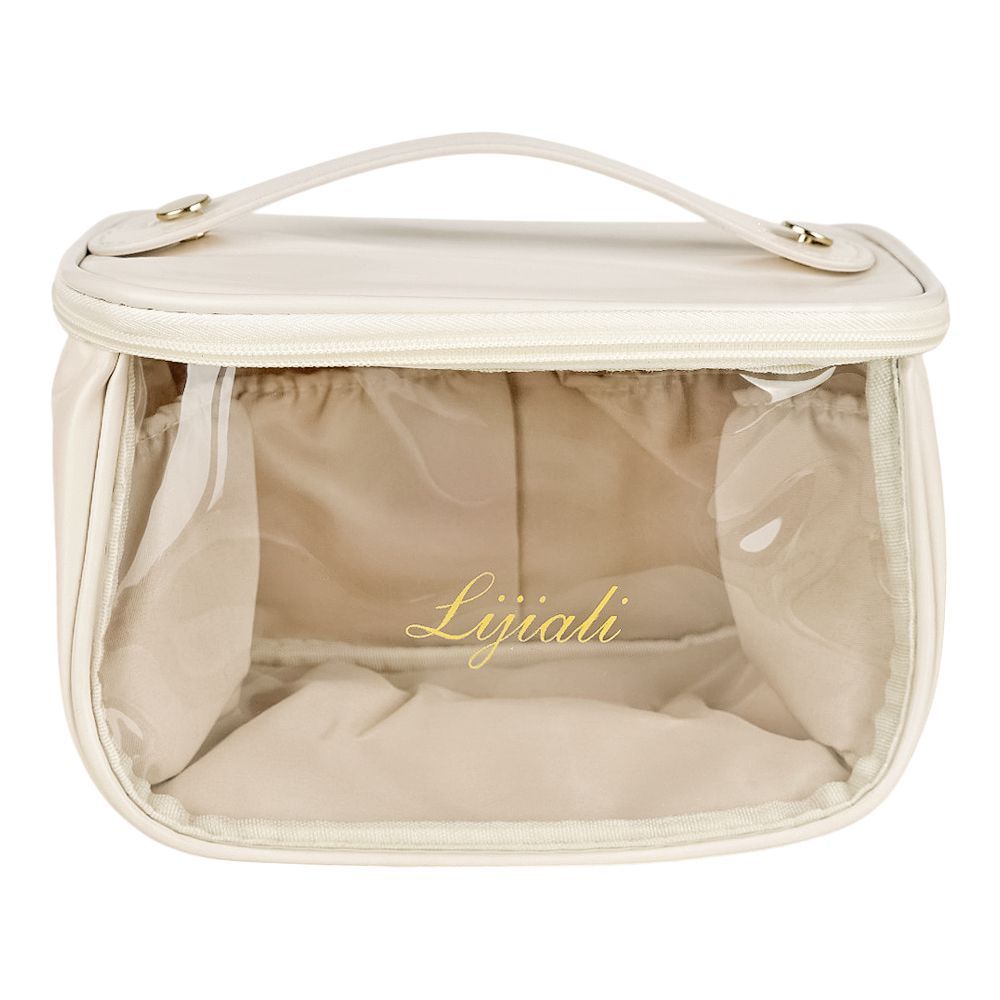 PU Leather Transparent Makeup Bag, Travel Cosmetic Organizer, White, AF-63