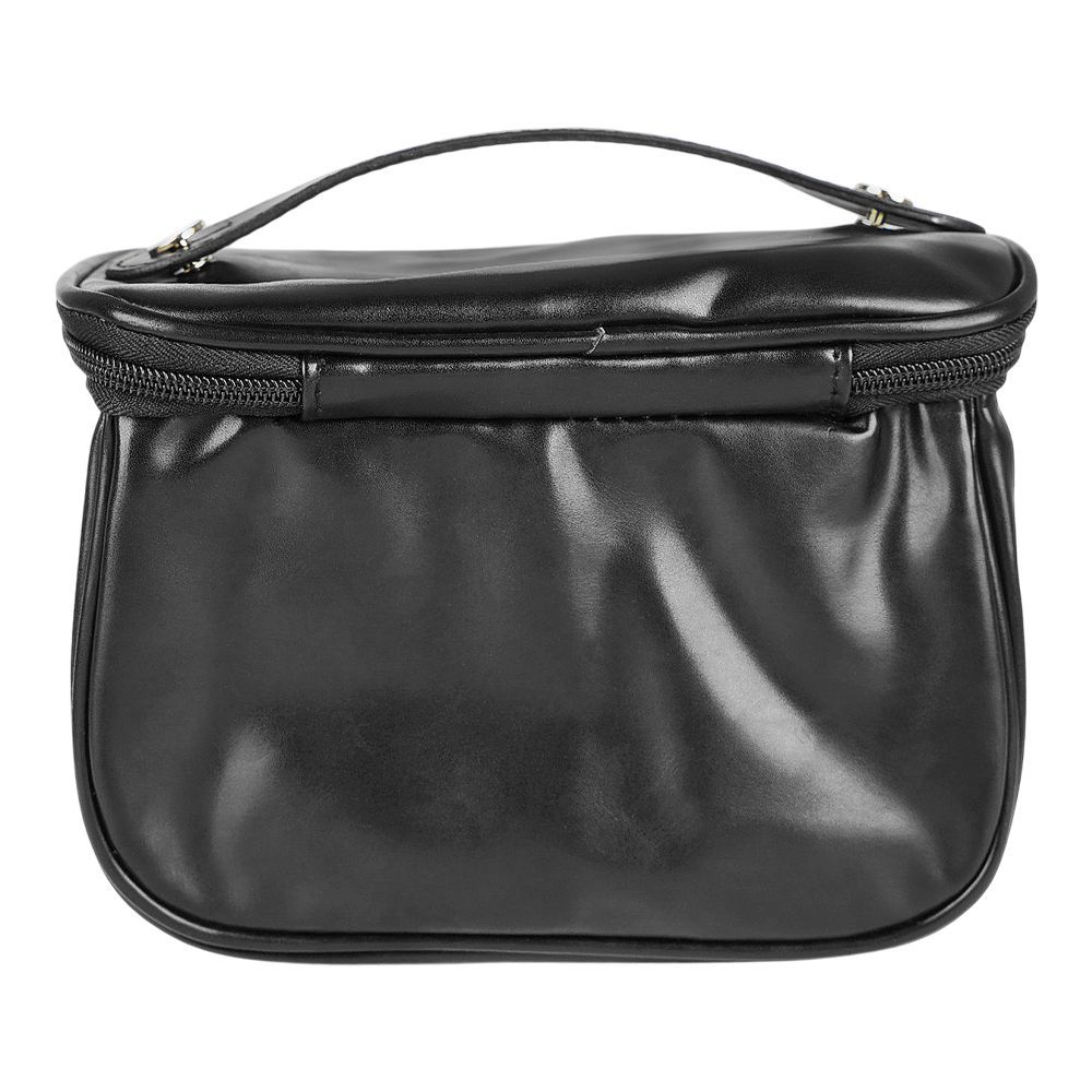 PU Leather Transparent Makeup Bag, Travel Cosmetic Organizer, Black, AF-63