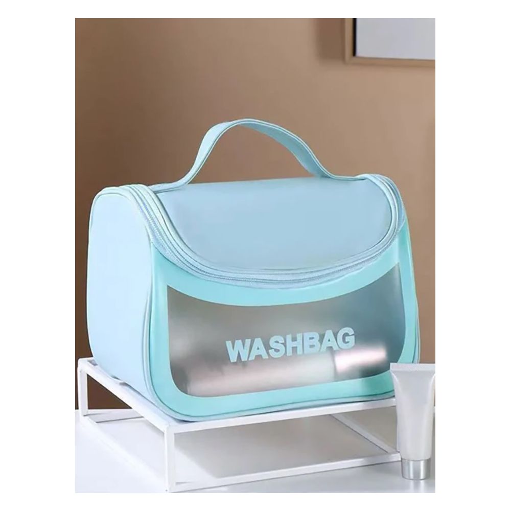 Transparent Waterproof PVC Travel Cosmetic Washbag, Makeup Organizer & Toiletry Pouch, Blue