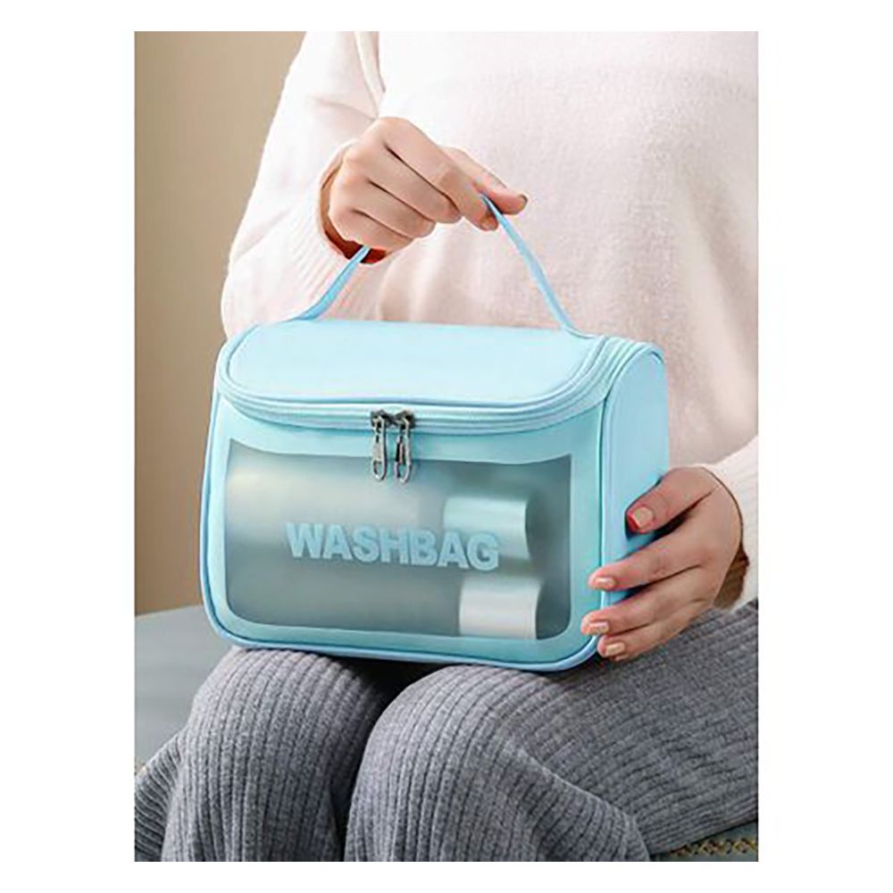 Transparent Waterproof PVC Travel Cosmetic Washbag, Makeup Organizer & Toiletry Pouch, Blue