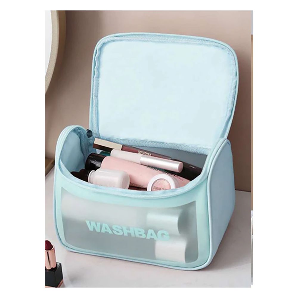 Transparent Waterproof PVC Travel Cosmetic Washbag, Makeup Organizer & Toiletry Pouch, Blue