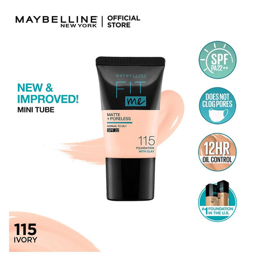 Maybelline New York Fit Me Matte + Poreless Liquid Foundation, 115, Ivory, 18ml