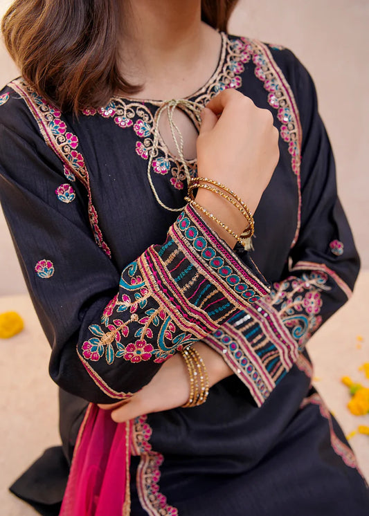 Rawsilk Embroidered 3 Pc Gharara
