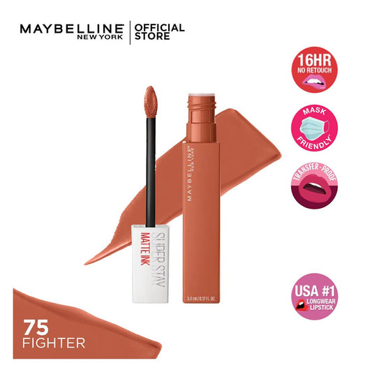 Maybelline New York SuperStay Matte Ink Liquid Lipstick 16HR Long-Lasting, High Pigment, Waterproof - 75 Fighter