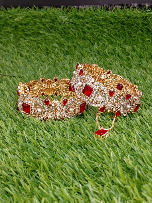 Royal Ruby Gold Bridal Bangles (Pair)