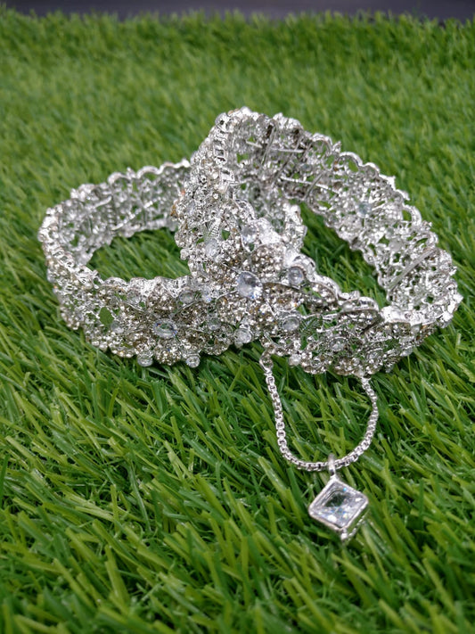 Silver Starlight Crystal Bangles (Pair)