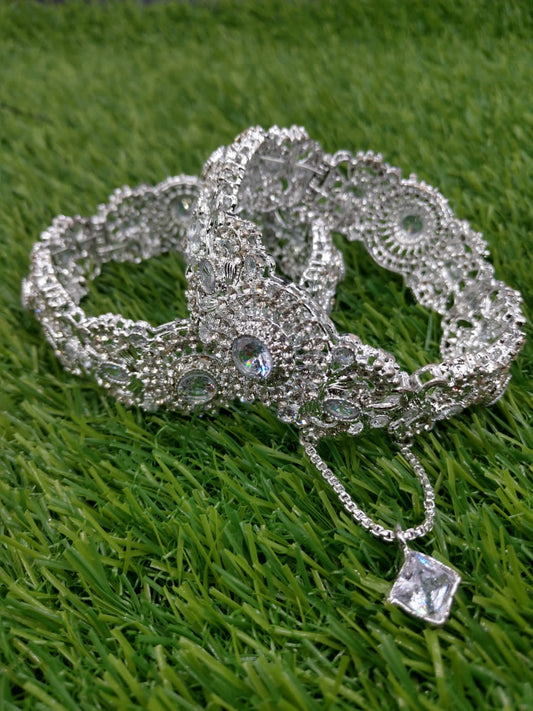 Iridescent Dewdrop Silver Bangles (Pair)