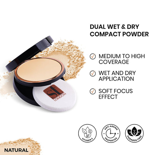 ST London Dual Wet & Dry Compact Powder, FS 38, Twin Cake, Paraben Free, With Vitamin E