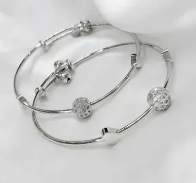 Silver Starlight Crystal Bangles (Pair)