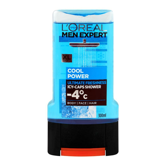 L'Oreal Paris Men Expert Cool Power Body + Face + Hair Shower Gel, Ultimate Freshness Icy-Caps, 300ml