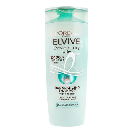 L'Oreal Paris Elvive Extraordinary Clay Re-Balancing Shampoo, For Oily Roots & Dry Ends, 400ml