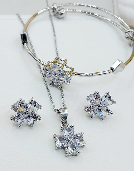 Silver Clover Sparkle Set