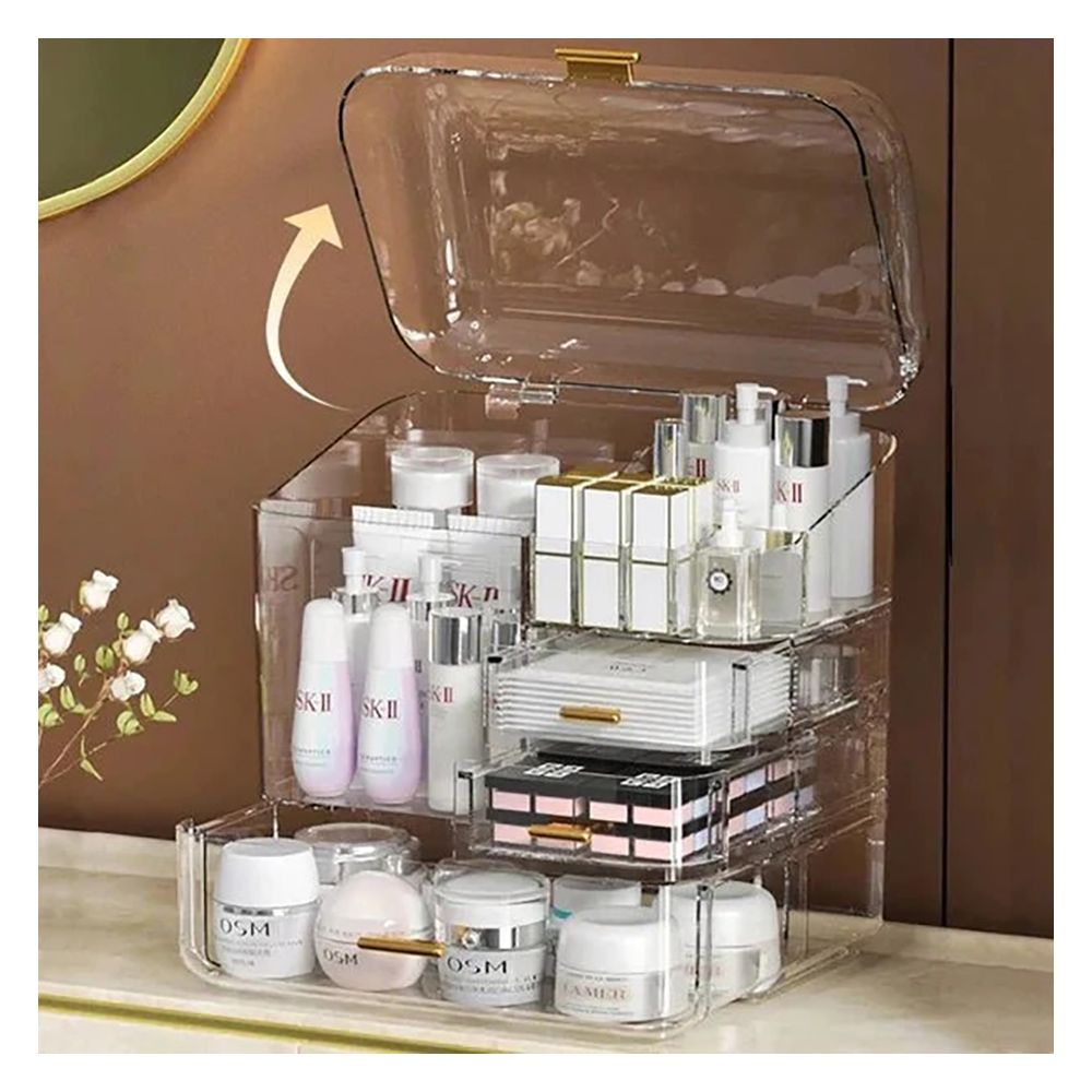 Matrix Transparent Multilayer Cosmetic Organizer With Drawers, Make Up Stands For Accessories