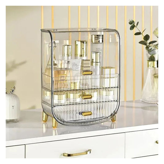 Matrix Desktop Transparent Cosmetic Organizer With Drawers, Large Capacity Makeup Organizer