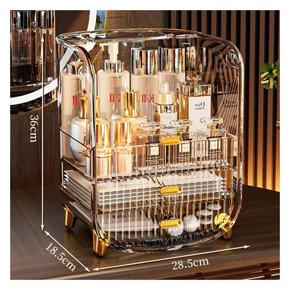 Matrix Desktop Transparent Cosmetic Organizer With Drawers, Large Capacity Makeup Organizer