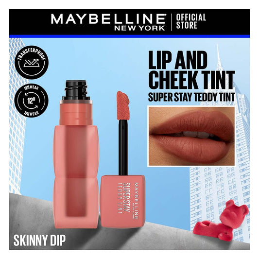 Maybelline New York Superstay Teddy Tint, Lip and Cheek Color, 5ml, 15 Skinny Dip