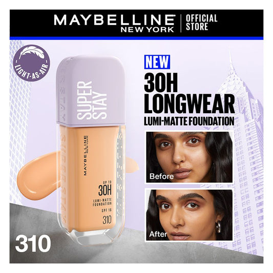 Maybelline New York Superstay Lumi Matte Liquid Foundation With SPF-16, 30H Weightless Longwear, 30ml, 310