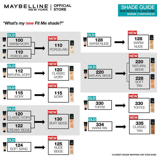 Maybelline New York New Fit Me Matte + Poreless Foundation, 128 Warm Nude, 30ml
