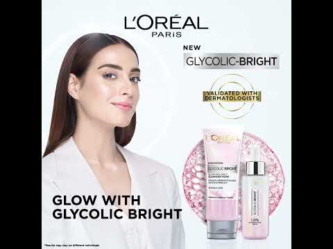 L'Oreal Paris Glycolic-Bright Glowing Daily Face Wash, For Even Glowing Skin, 100ml - Brightening, Dark Spots, Glowing Skin