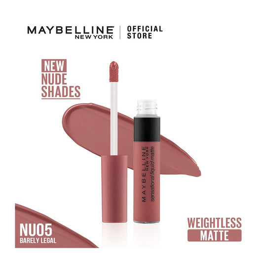 Maybelline New York Sensational Liquid Matte Lip Tint - Long lasting, Lightweight, Soft Matte Liquid Lipstick - Barely Legal